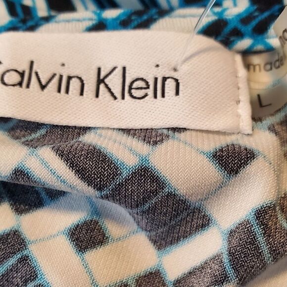 Calvin Klein Blue & Black Geometric Silky Tank Top - Picture 3 of 3